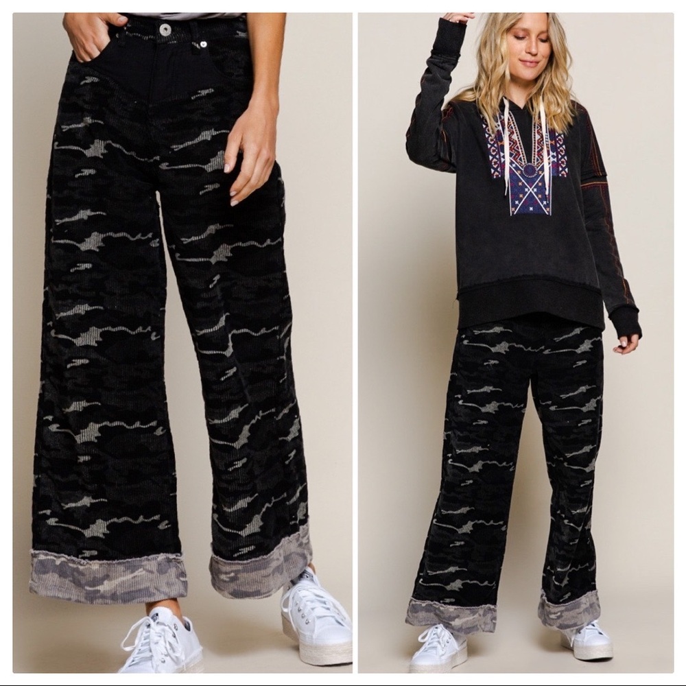 POL Camo Black Wide Leg Cords - Picture 11 of 15